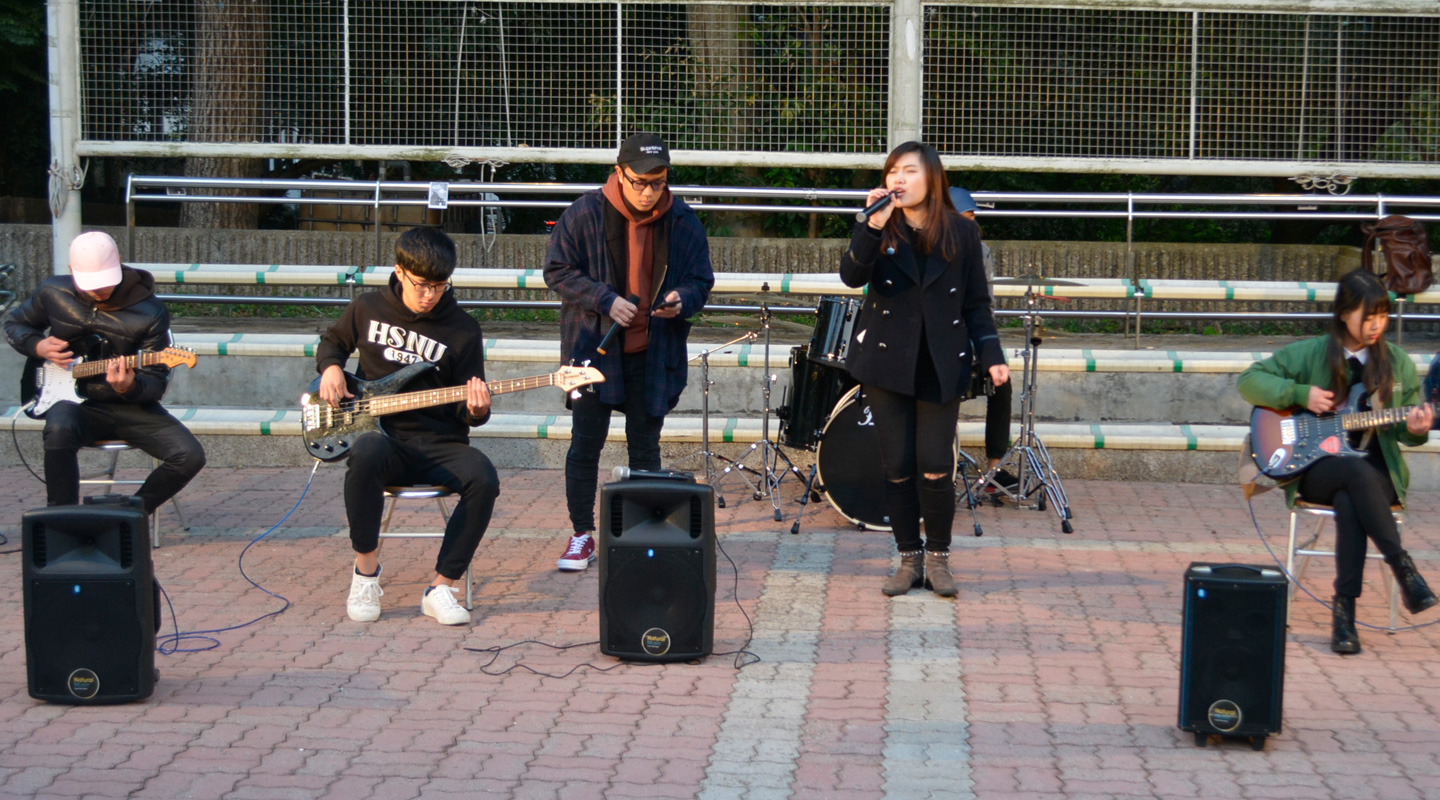 Students are performing underground music
