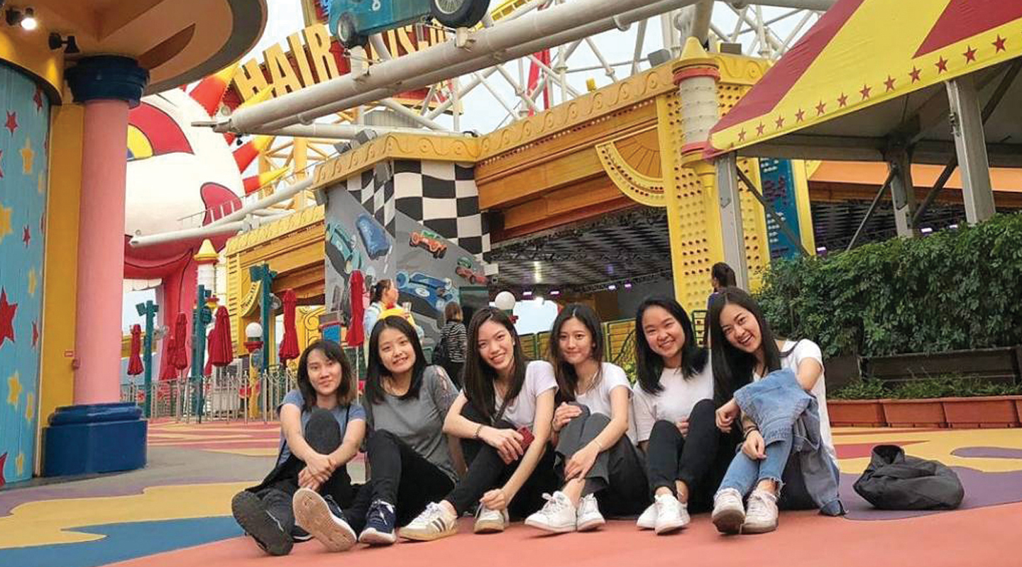 (1st right) Visiting Ocean Park with friends this April