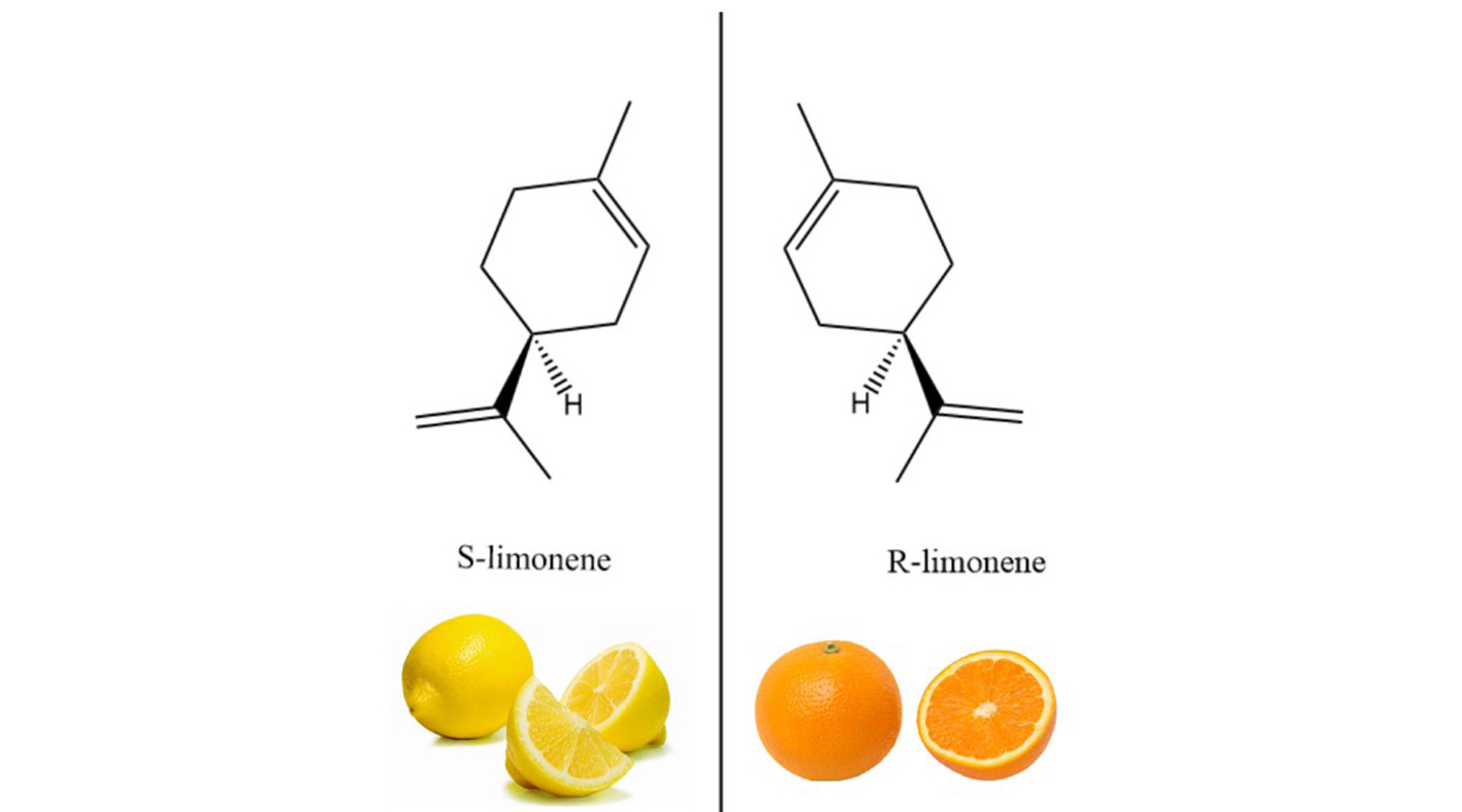 圖一：S-檸檬烯化合物與R-檸檬烯化合物