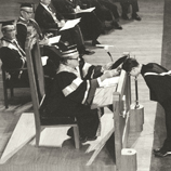 Sir David Trench officiated at the first degree conferment ceremony in October 1964