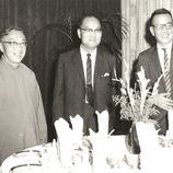 The Vice-Chancellor and the College Heads: (from left) Ch’ien Mu, Choh-ming Li, K.T. Yung, T.C. Cheng