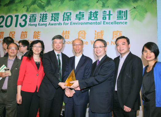 From left: Mr. Benny Tam, Director of Estates Management; Ms. Vivian Ho, Director of Campus Planning and Sustainability; Prof. Fung Tung, Associate Vice-President; Mr. Wong Kam-sing, Secretary for the Environment; Prof. Chu Lee-man, Chairman of the Committee on Campus Environment; Mr. Jor Fan, Environmental Sustainability Manager of Estates Management Office; Ms. Doris Chan, Project Coordinator of Estates Management Office
