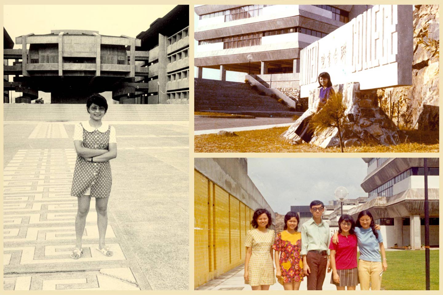 Pictured at the University Mall <em>(left)</em> and the United College of CUHK in the 1970s 