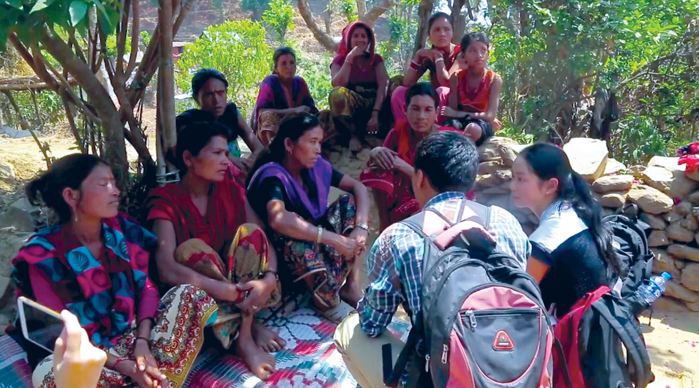 GPS students interviewing locals in Nepal and assessing the post-earthquake health impact