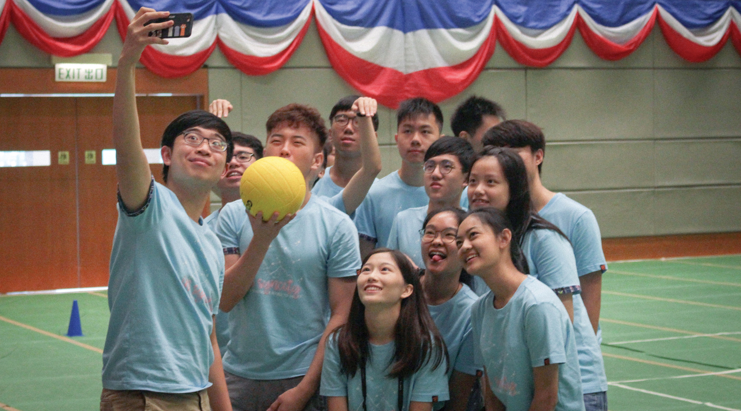 (1st right, front row) Having fun at Wu Yee Sun College Orientation Camp in August 2018