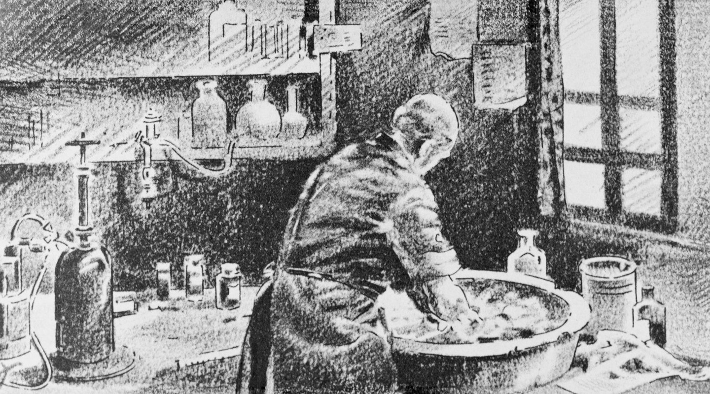 Semmelweis washing hands in chlorinated lime water before operating. In his Etiology, Concept and Prophylaxis of Childbed Fever published in 1861, he seemed to foresee his doom while ascertaining, with a Promethean pathos, the time when the infection is banished ‘must sooner or later arrive and cheer my dying hour.’ (Photo: Bettmann/Corbis)