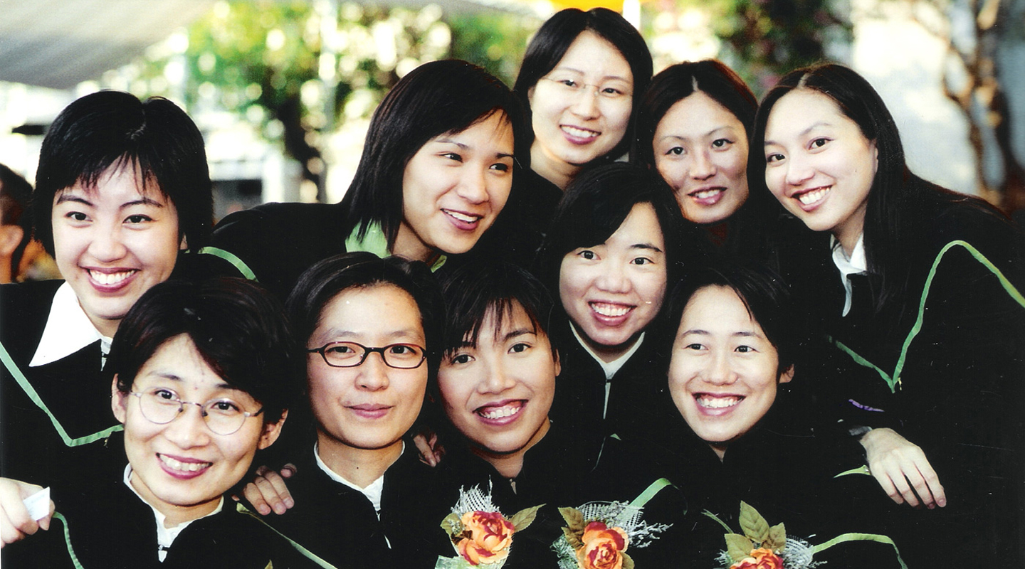 Kathleen (rightmost) at her graduation ceremony in CUHK