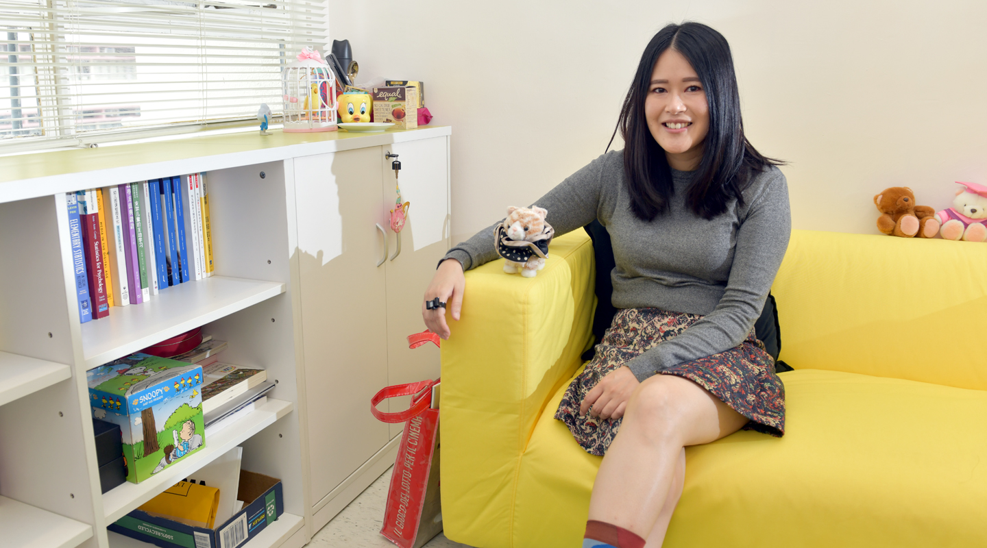 Professor Leung deliberately moved the colourful couch to her office to create a relaxing environment for discussion with students