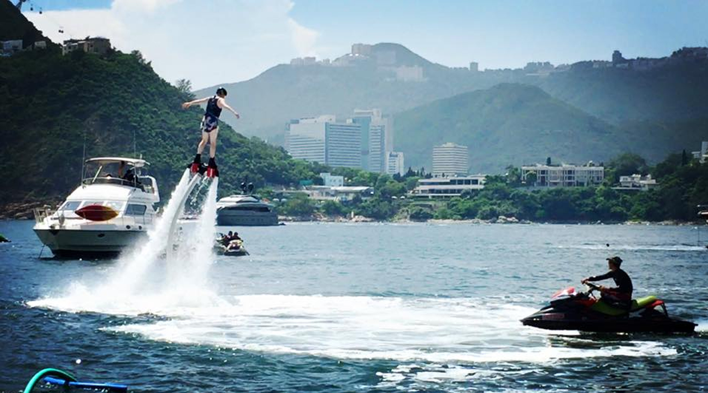 Heater flyboarding in Hong Kong. He likes extreme sports (courtesy of interviewee)