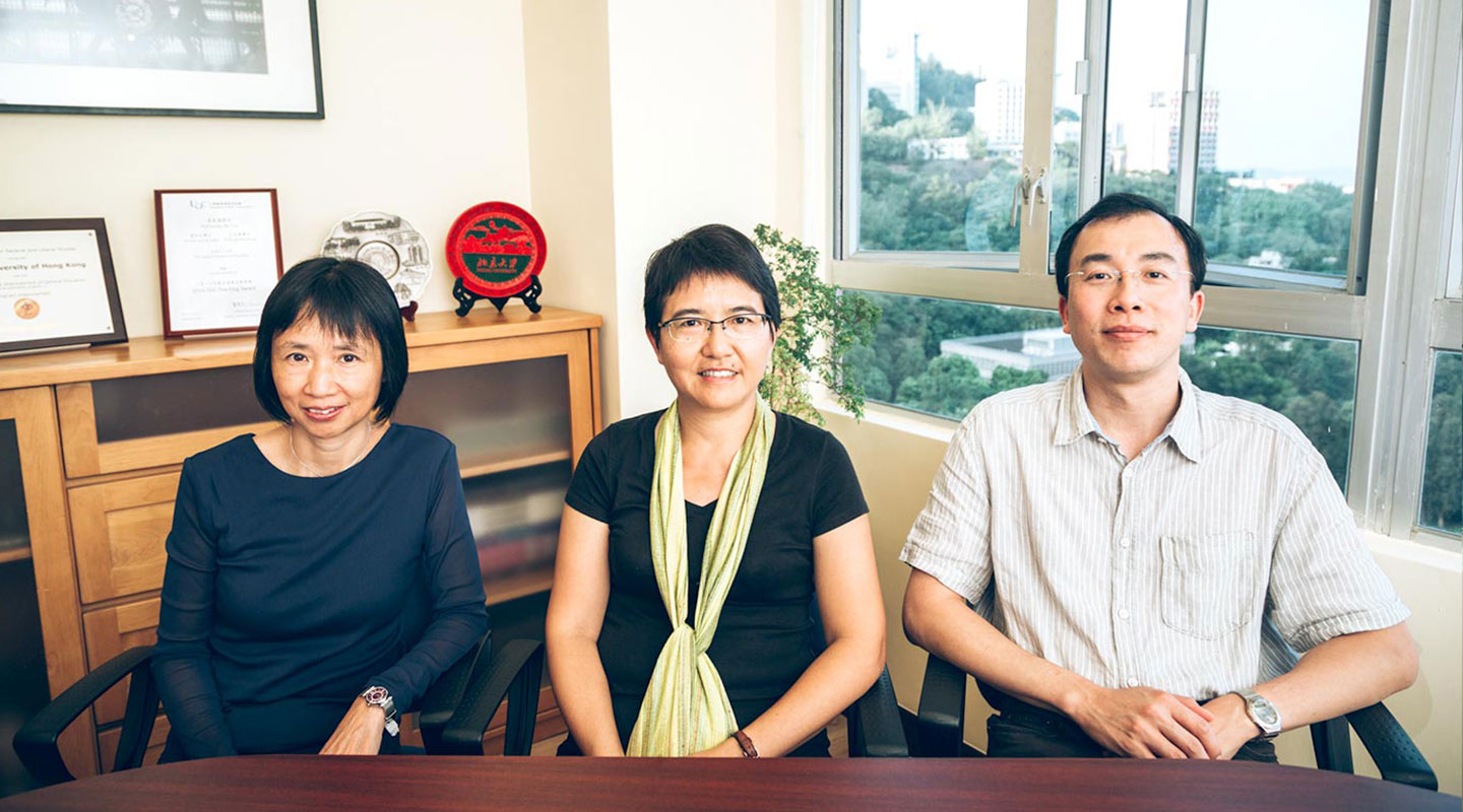 The team leaders of the general education programme, Prof. Leung Mei-yee <em>(middle)</em>, Dr. Julie Chiu <em>(left)</em> and Dr. Wong Wing-hung <em>(right)</em>