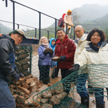 Laying bricks for the Chinese University Golden Jubilee Wu Zhi Qiao in May 2013