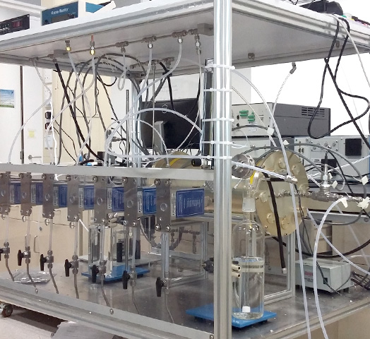 <em>Figure 2: A potential aerosol mass (PAM) reactor (the yellow cylinder) for simulating atmospheric oxidation and particulate matter (PM) formation</em>