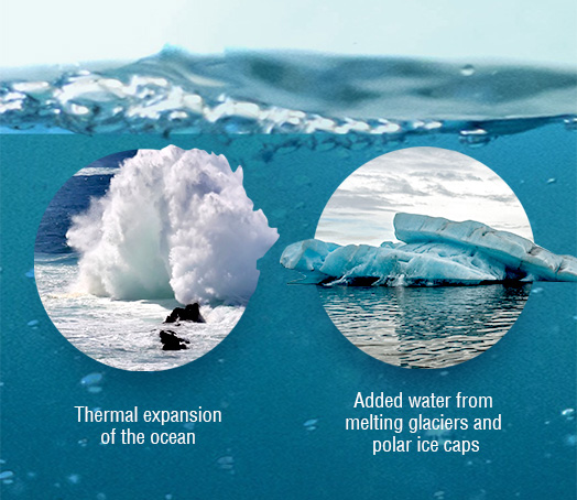<em>Two factors that cause sea-level rise</em>